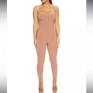 Naked Wardrobe Snatched Lines Ribbed Jumpsuit